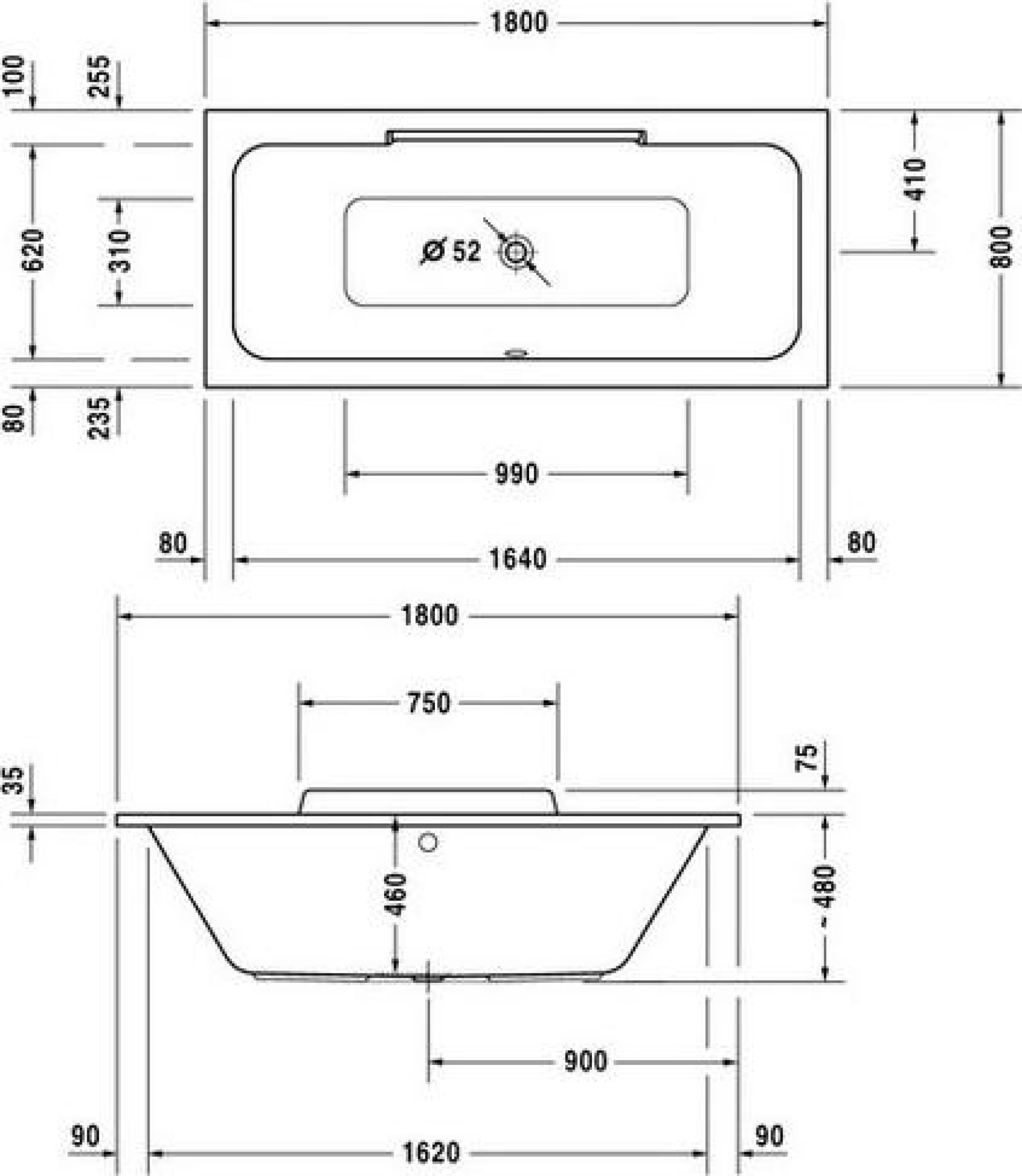 Акриловая ванна 180х80 Duravit DuraStyle 700298 700298000000000 - duravit shop