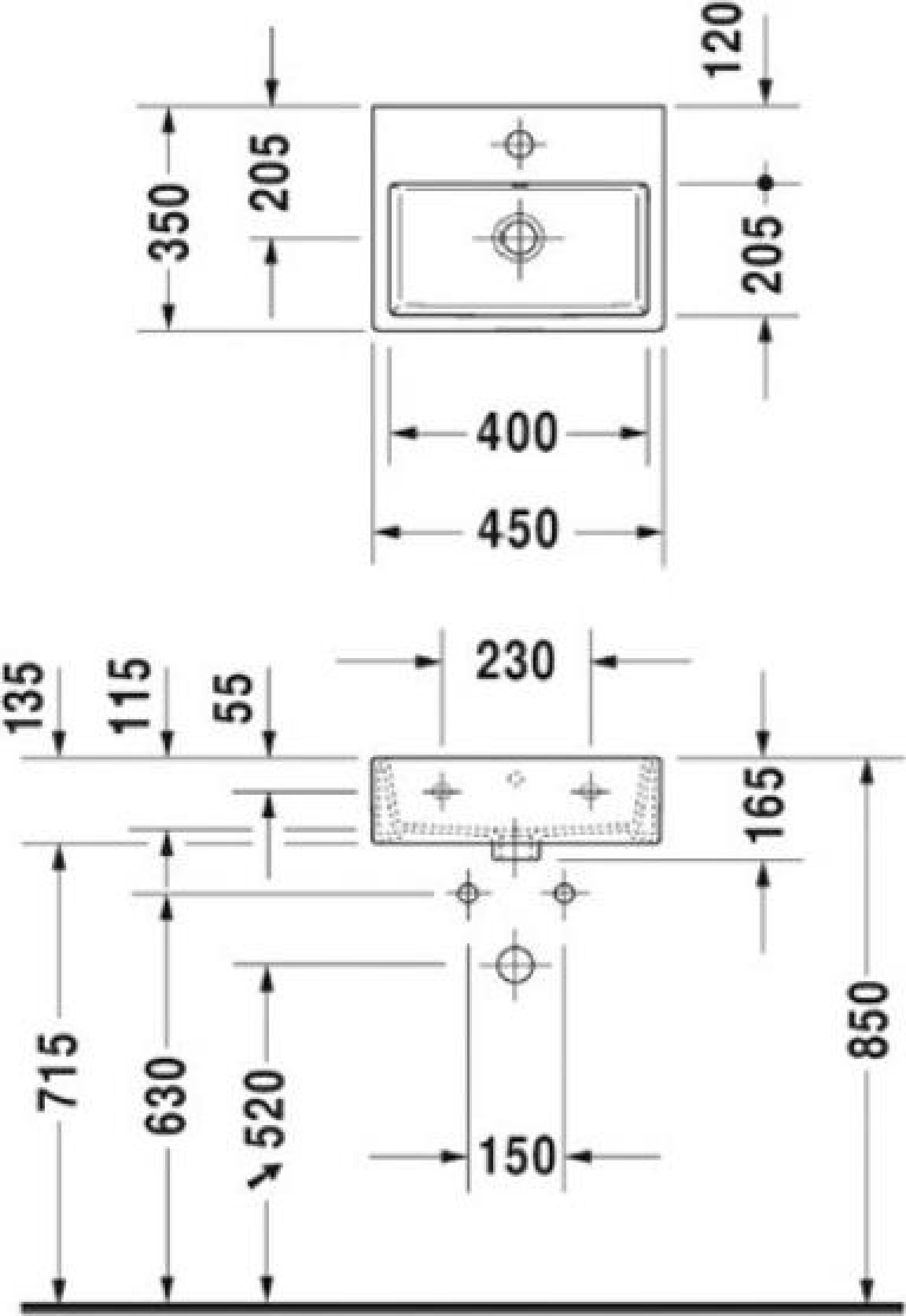 Раковина 45 см Duravit Vero Air 0724450000 - duravit shop