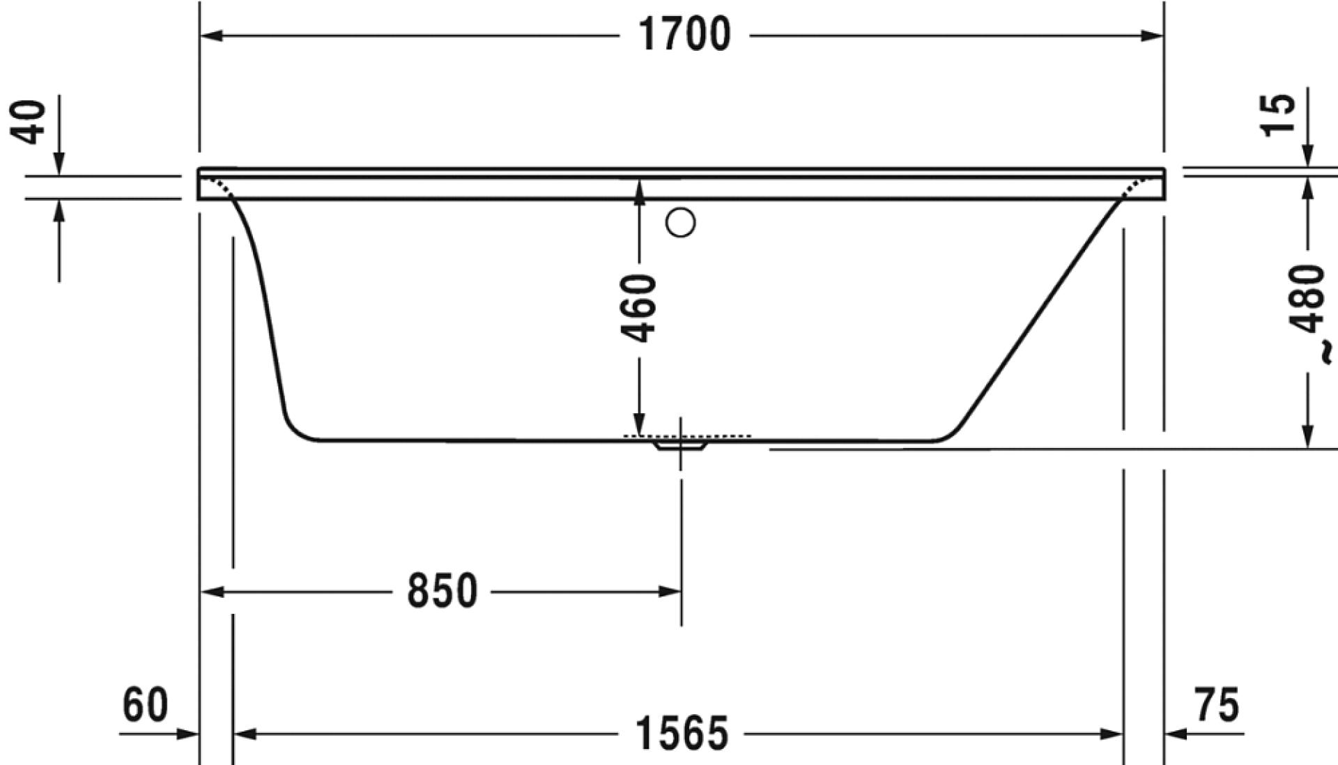 Ванна акриловая 170x70 Duravit P3 Comforts 700374 с ножками 790100 - duravit shop