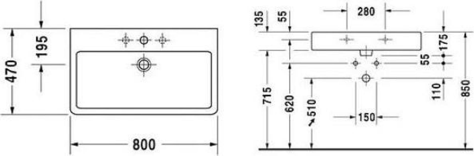 Раковина Duravit Vero 0454800000 80 см - duravit shop