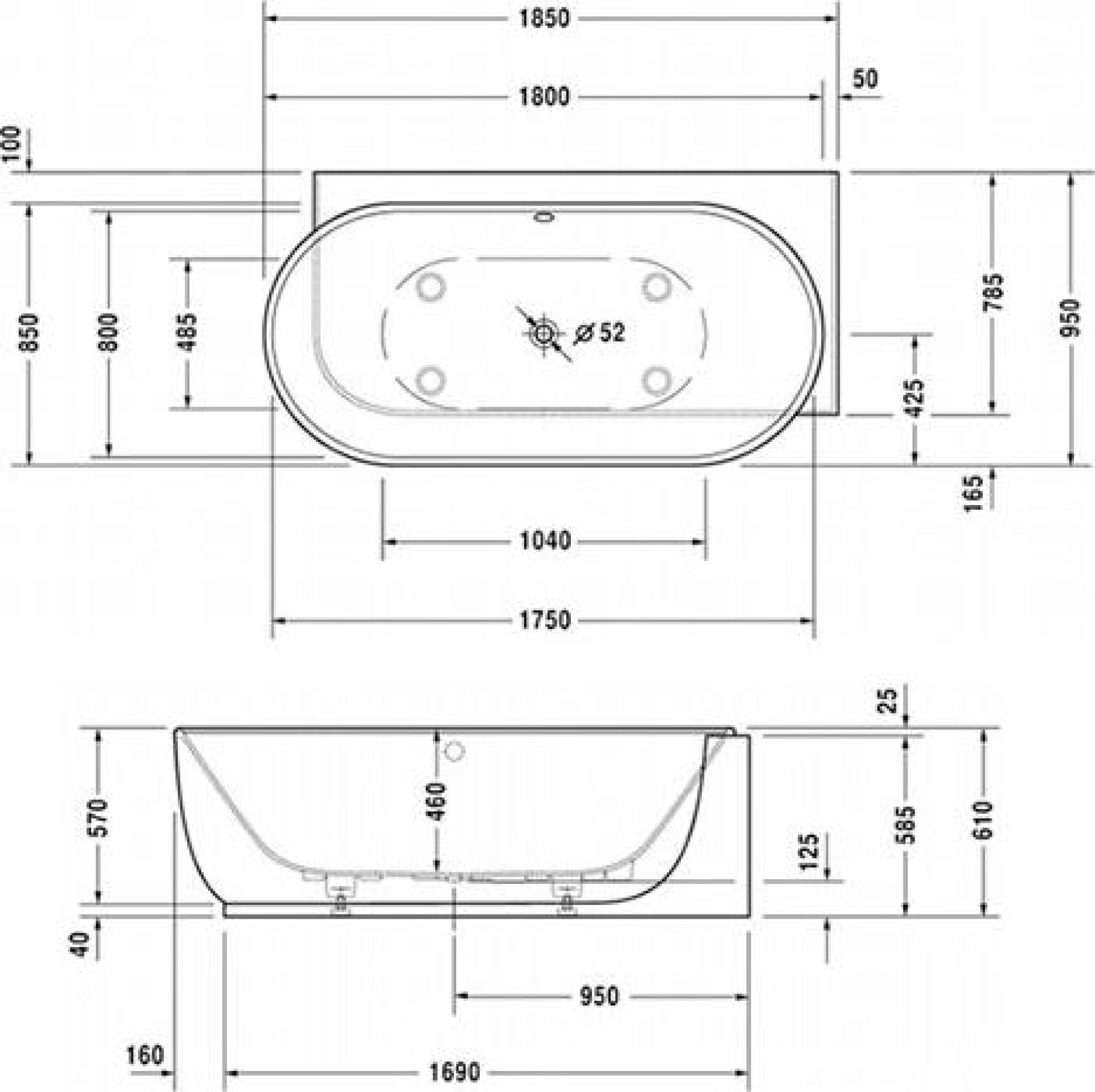 Ванна из искусственного камня Duravit Luv 185x95 700432000000000 правая, белый - duravit shop