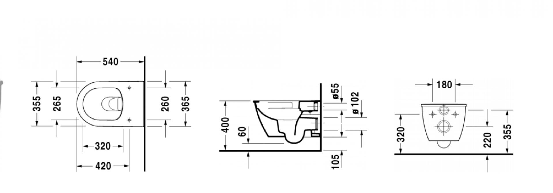 Унитаз подвесной Rimless Duravit Darling new 2557090000 безободковый - duravit shop