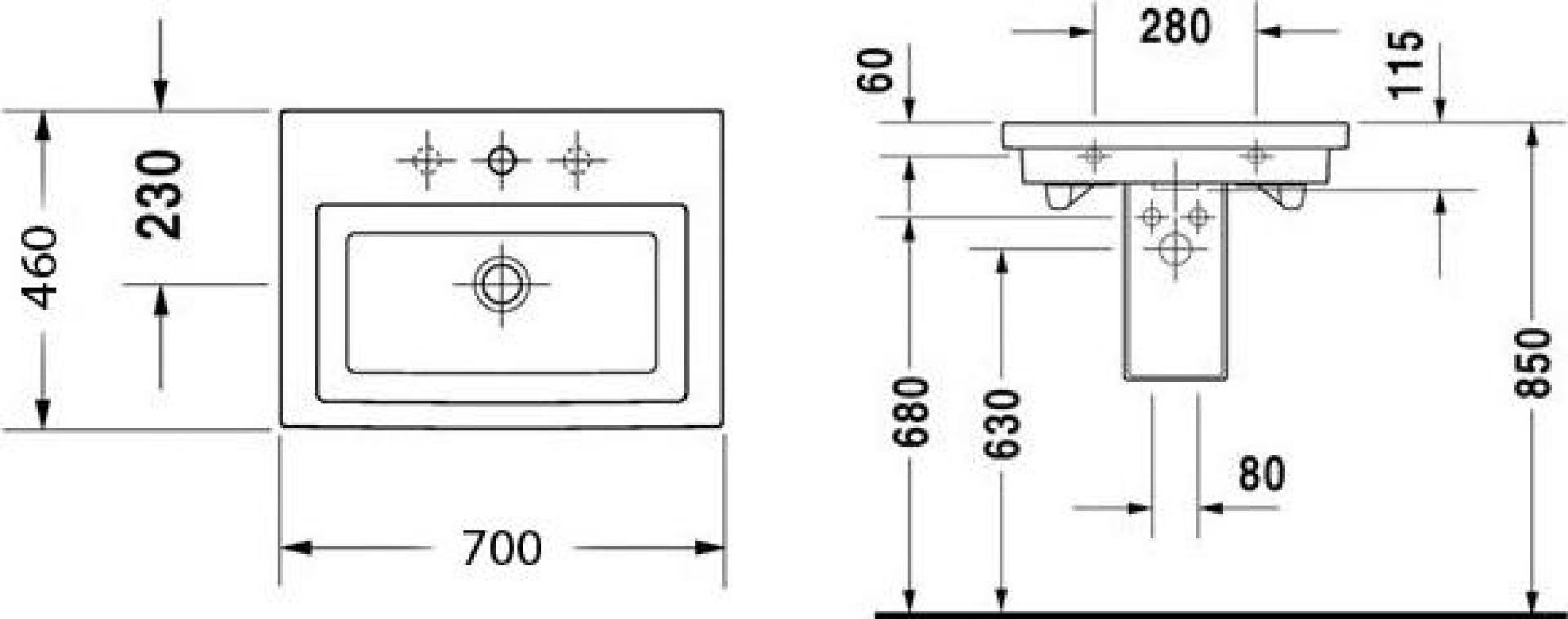 Раковина 70 см Duravit 2 Nd Floor 0491700000 - duravit shop