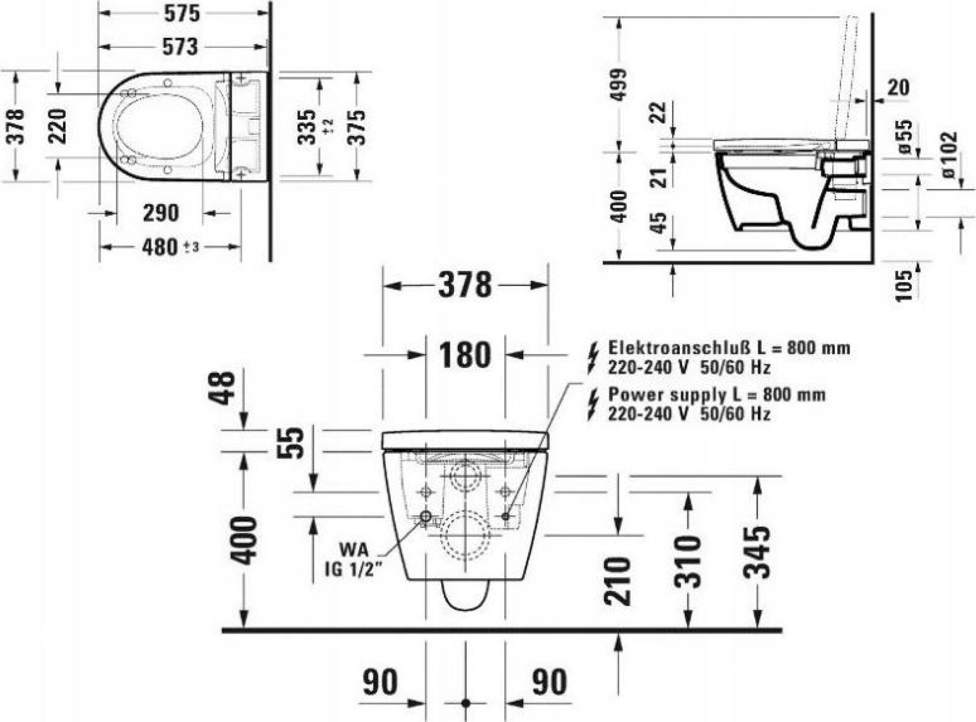 Унитаз подвесной Duravit 650001012004310 с функцией биде и сиденьем микролифт, белый - duravit shop