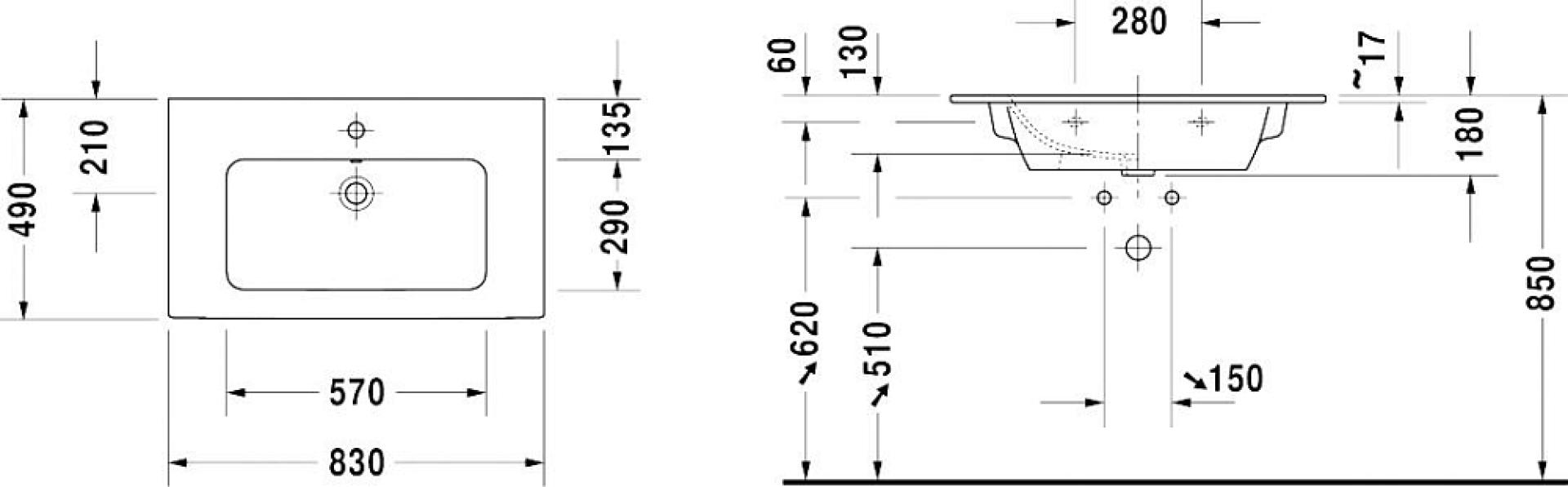 Тумба с раковиной Duravit L-Cube LC6141 83 коричневая сосна - duravit shop