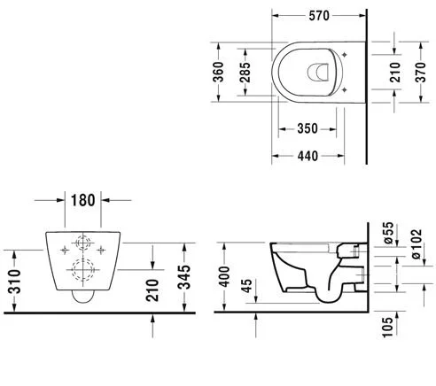 Инсталляция Geberit с безободковым унитазом Duravit Me by Starck Rimless 45290900A1, сиденье микролифт клавиша хром, комплект  198713 - duravit shop