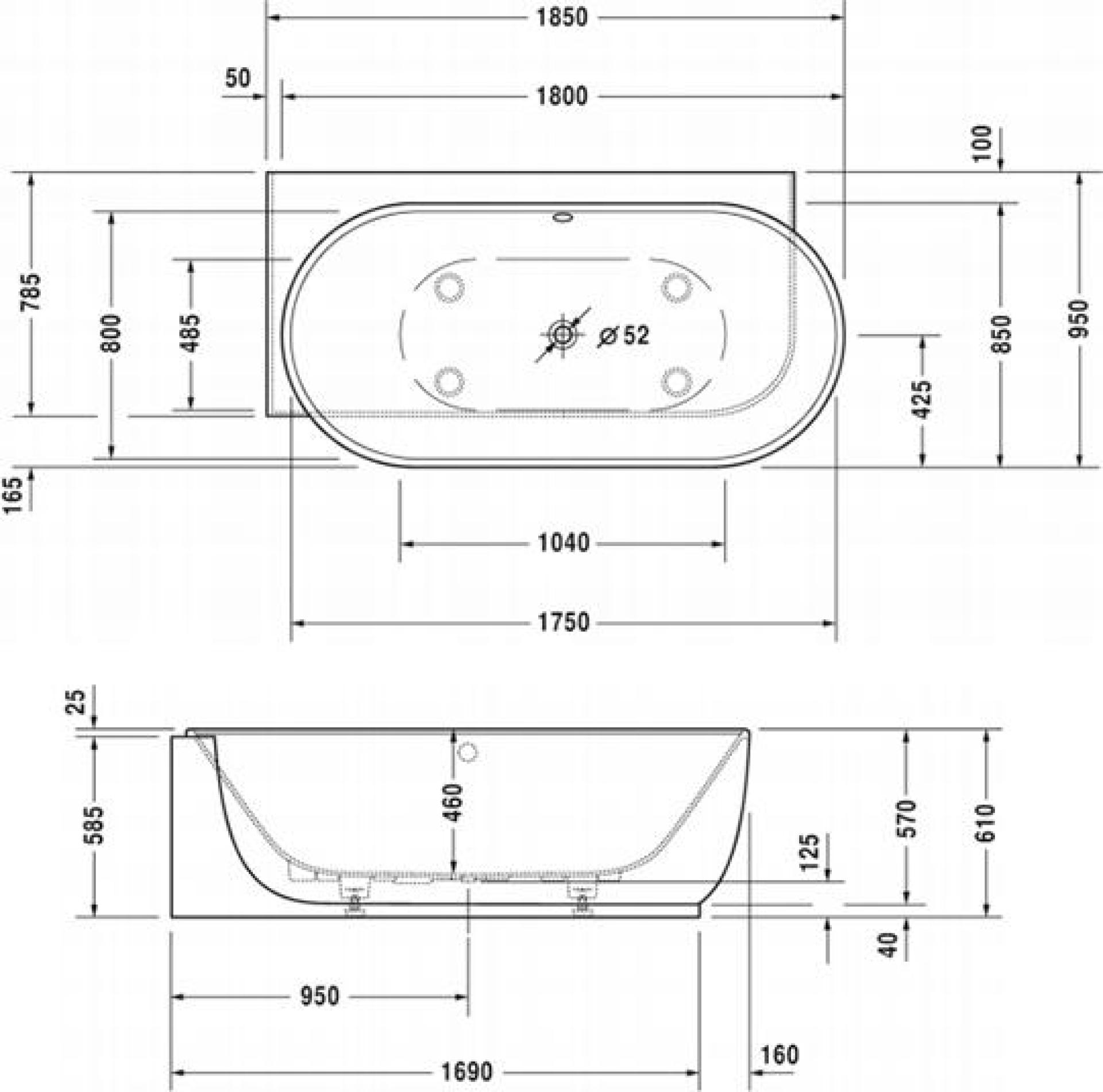 Ванна из искусственного камня Duravit Luv 185x95 700431000000000 левая, белый - duravit shop