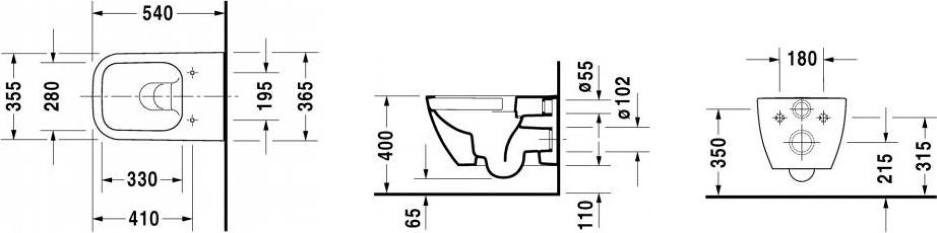 Унитаз подвесной Duravit Happy D2 Rimless 2222098900 безободковый антрацит матовый - duravit shop