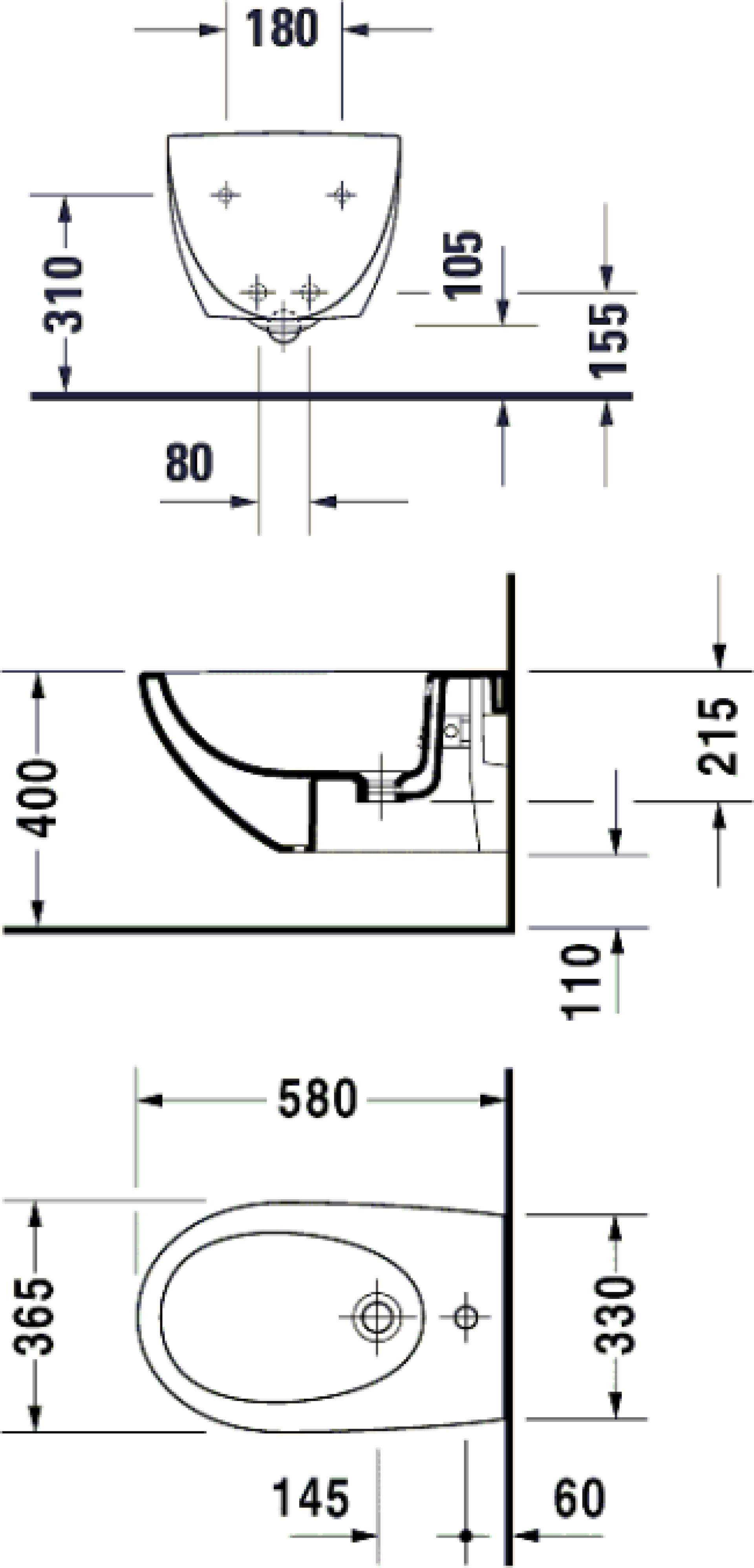 Биде подвесное Duravit Architec 2531150000, белый - duravit shop