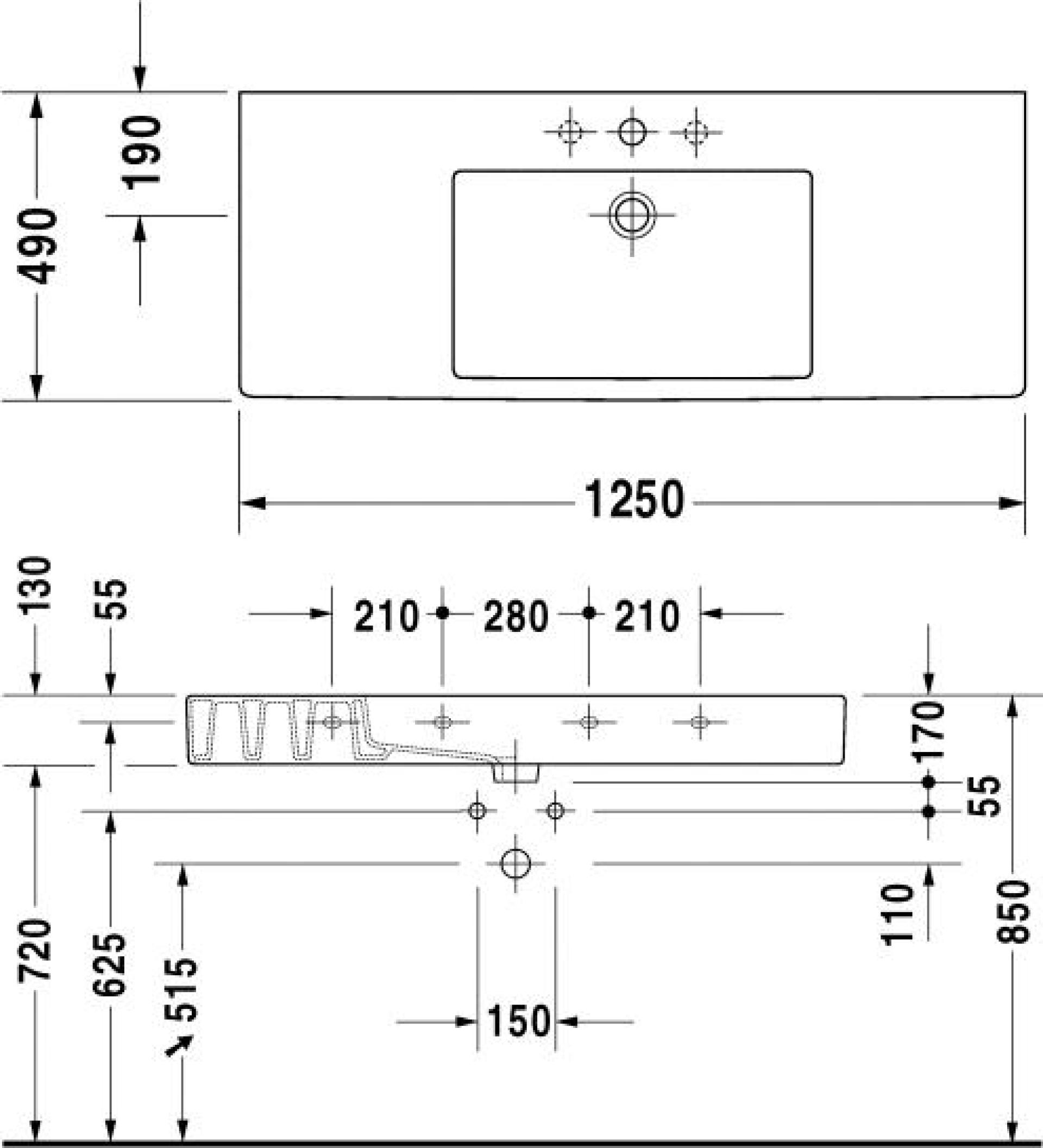 Раковина 125 см Duravit Vero 0329120000 - duravit shop