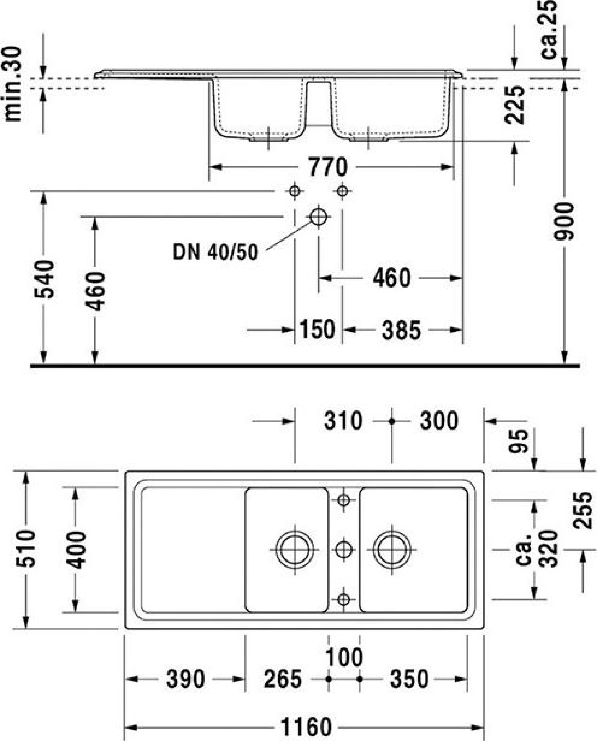 Кухонная мойка Duravit Cassia 116 7513110800, черный - duravit shop