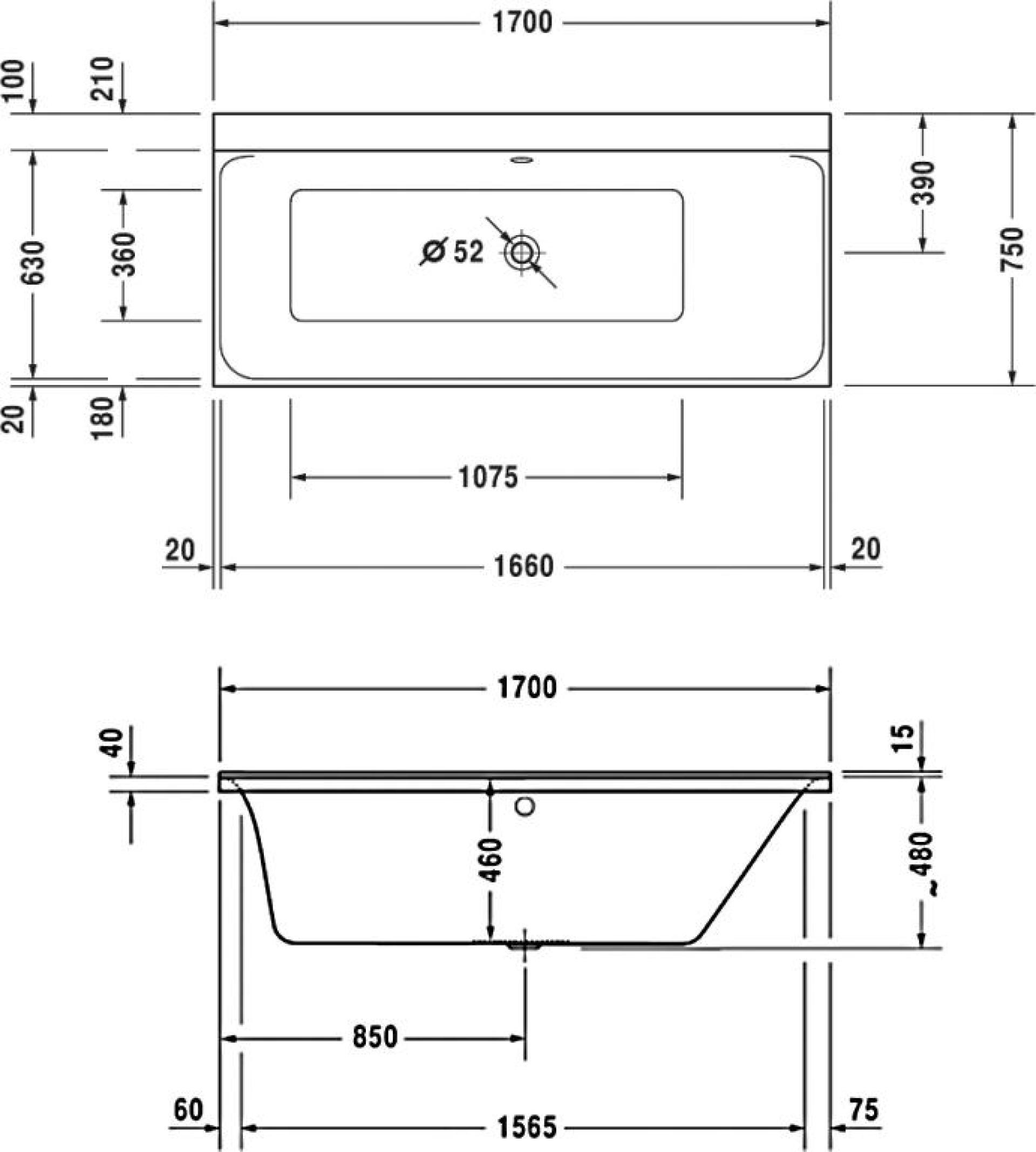 Акриловая ванна Duravit P3 Comforts DX 700376 R 170х75 700376000000000+790100000000000 - duravit shop