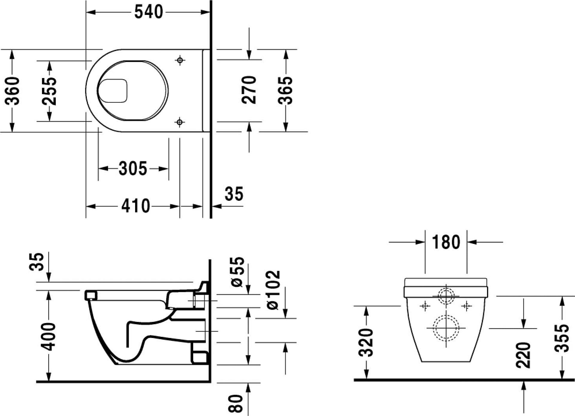 Унитаз подвесной Duravit Starck 3 2201090000 - duravit shop