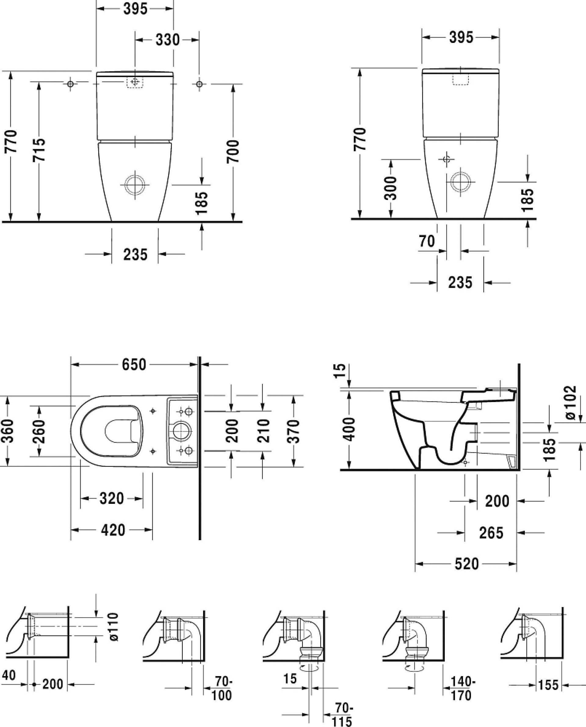 Унитаз-компакт Duravit ME by Starck 2170090000 с бачком ME by Starck 0938100005 подключение снизу слева - duravit shop