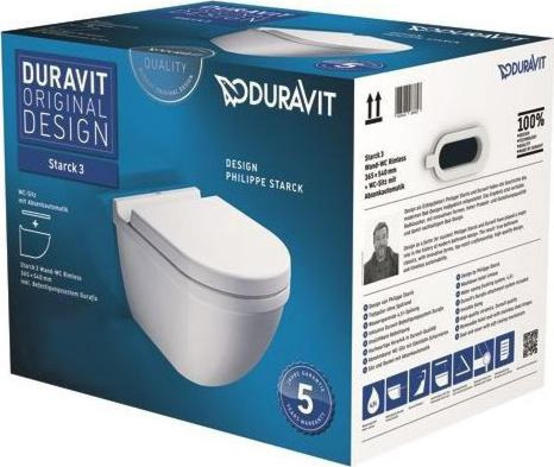 Унитаз подвесной Duravit Starck-3 42250900A1 с крышкой-сиденьем soft close - duravit shop