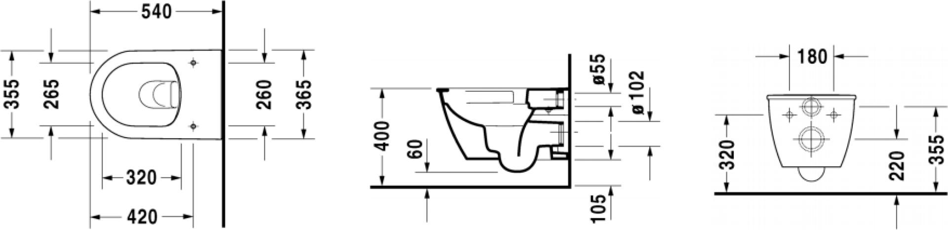 Унитаз подвесной Rimless Duravit Darling new 2557090000 безободковый - duravit shop