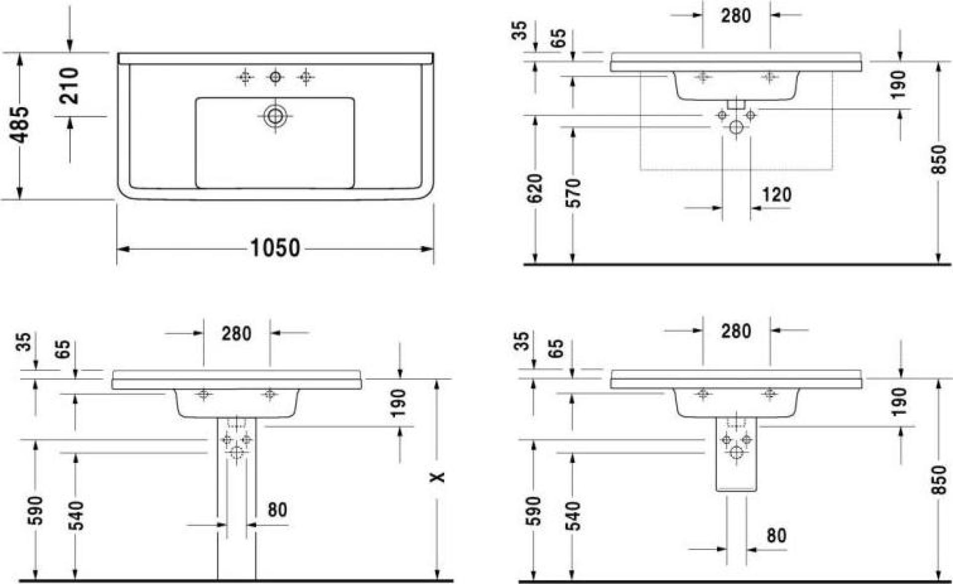 Раковина 85 см Duravit Starck-3 0304800000 - duravit shop