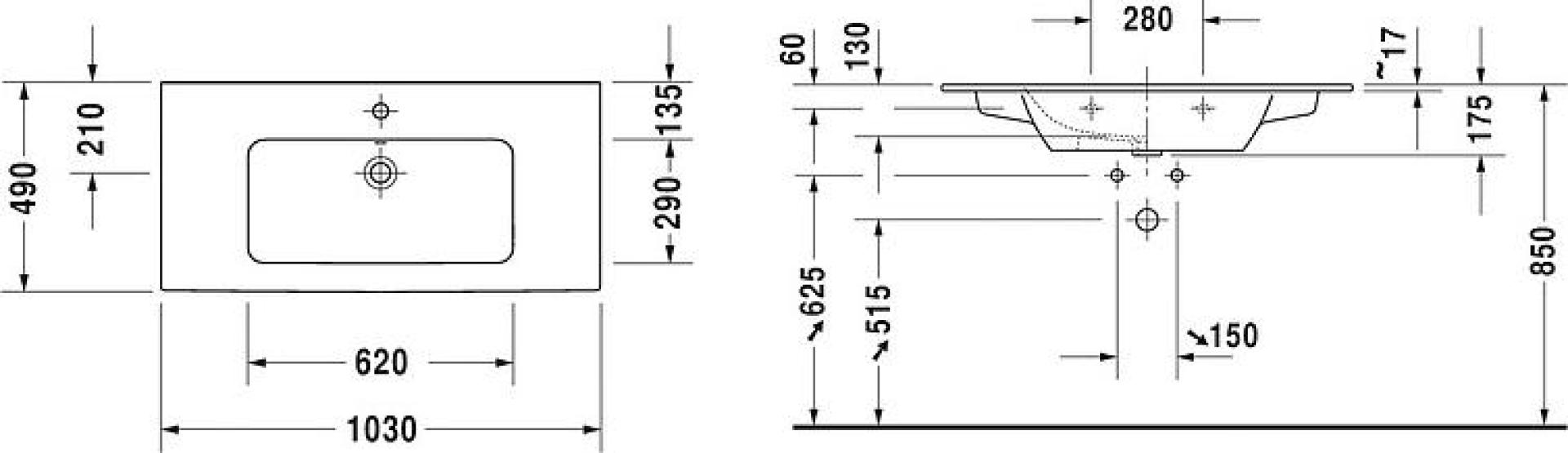 Раковина 103 см Duravit ME by Starck 2336100000 - duravit shop