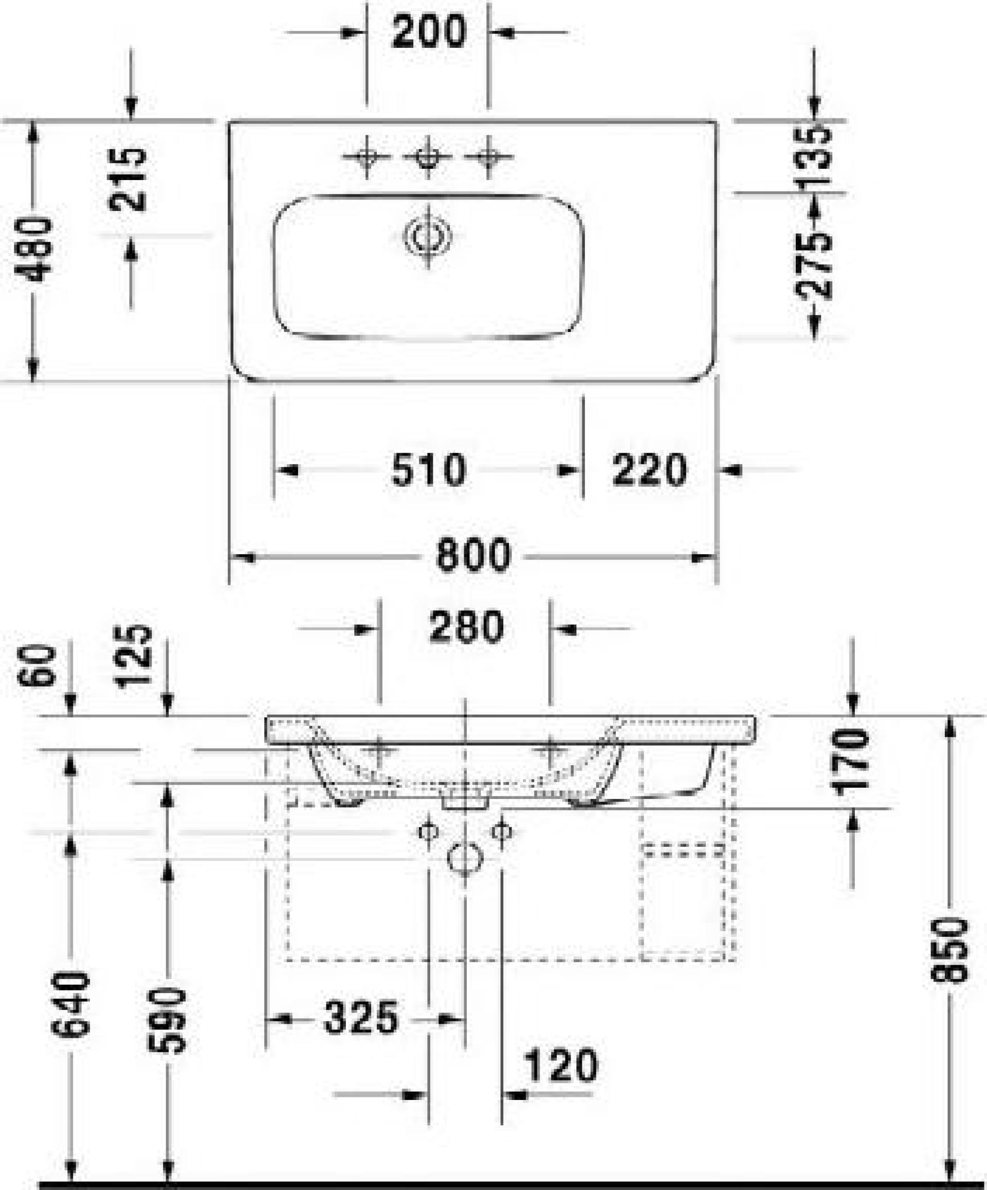 Раковина 80 см  R Duravit DuraStyle 2325800000 - duravit shop