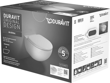 Подвесной унитаз Duravit Architec 45720900A1 безободковый с сиденьем микролифт - duravit shop