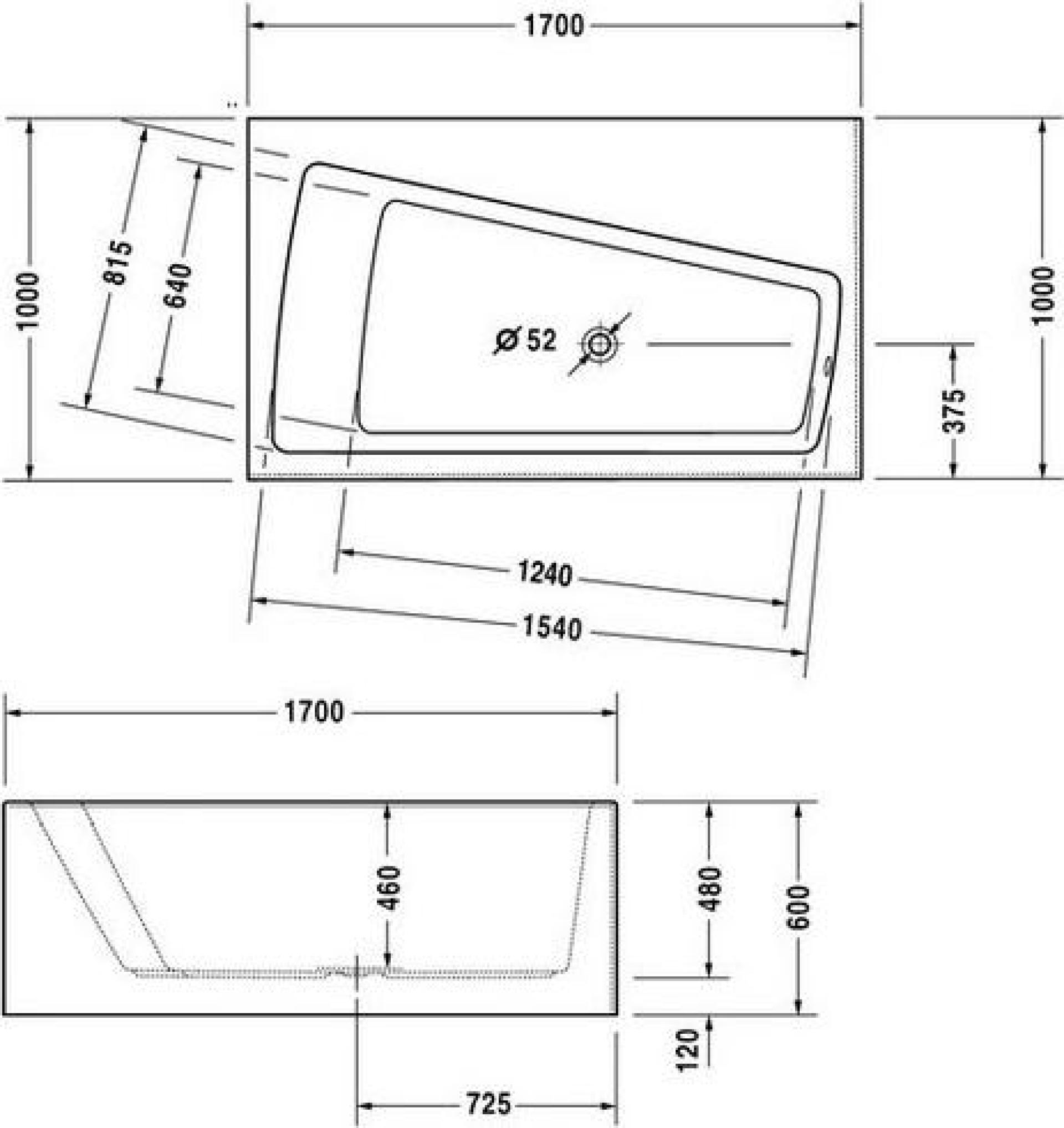 Акриловая ванна Duravit Paiova 170x100 SX 700270000000000, левая - duravit shop