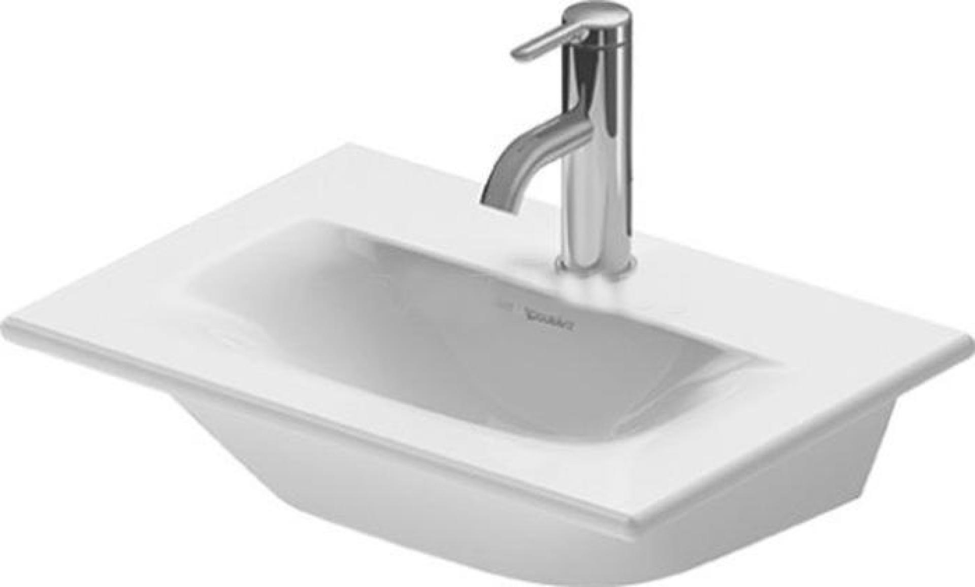 Раковина Duravit Viu 2344530000 53 с отверстием под смеситель, с клапаном Push-Open, белый