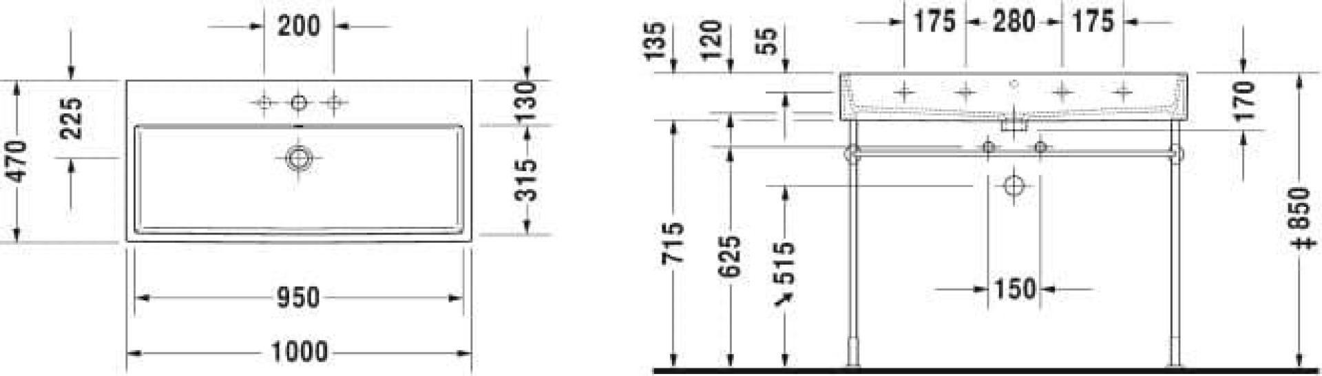 Раковина 100 см Duravit Vero Air 2350100000 - duravit shop