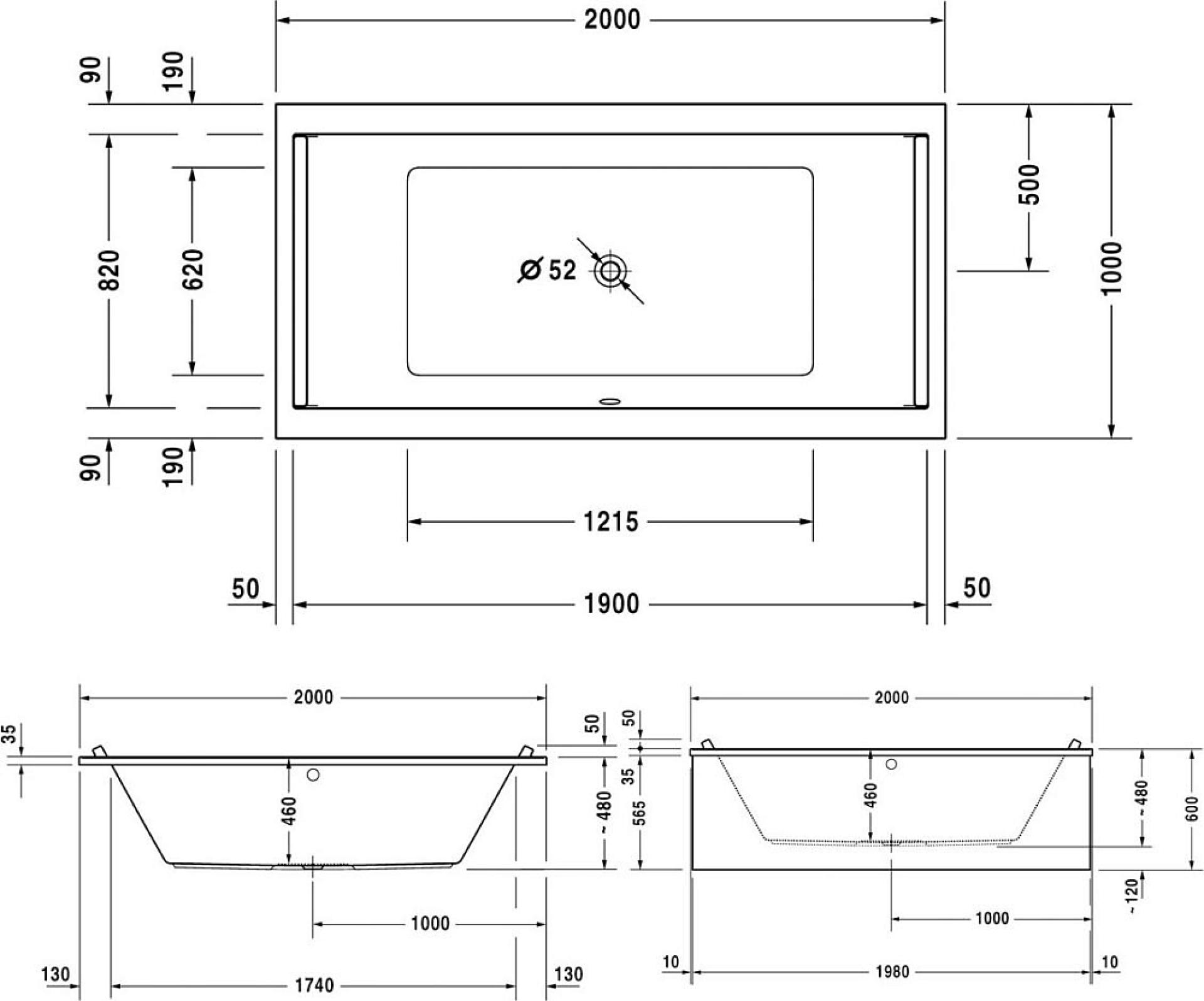 Акриловая ванна гидромассажная Starck tubs & showers 200x100 760341000js1000 - duravit shop