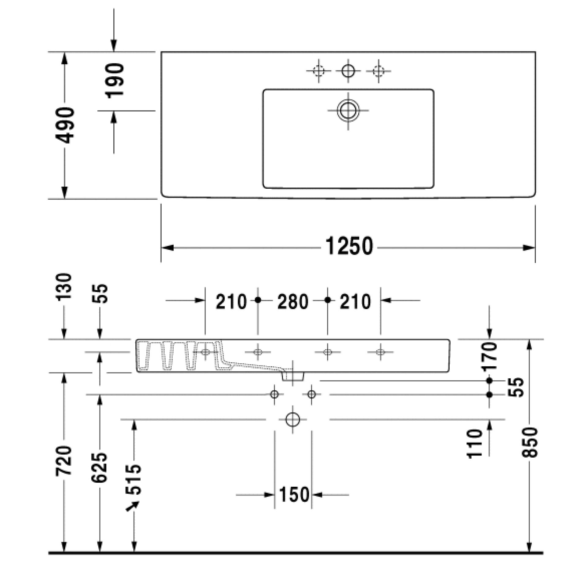 Раковина 125 см Duravit Vero 0329120000 - duravit shop