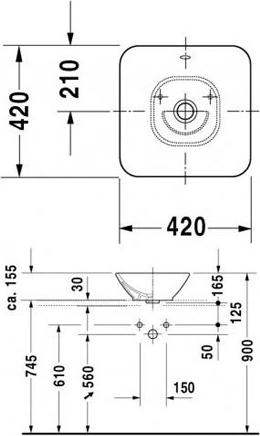 Раковина на столешницу 42 см Duravit Bacino 0333420000 - duravit shop