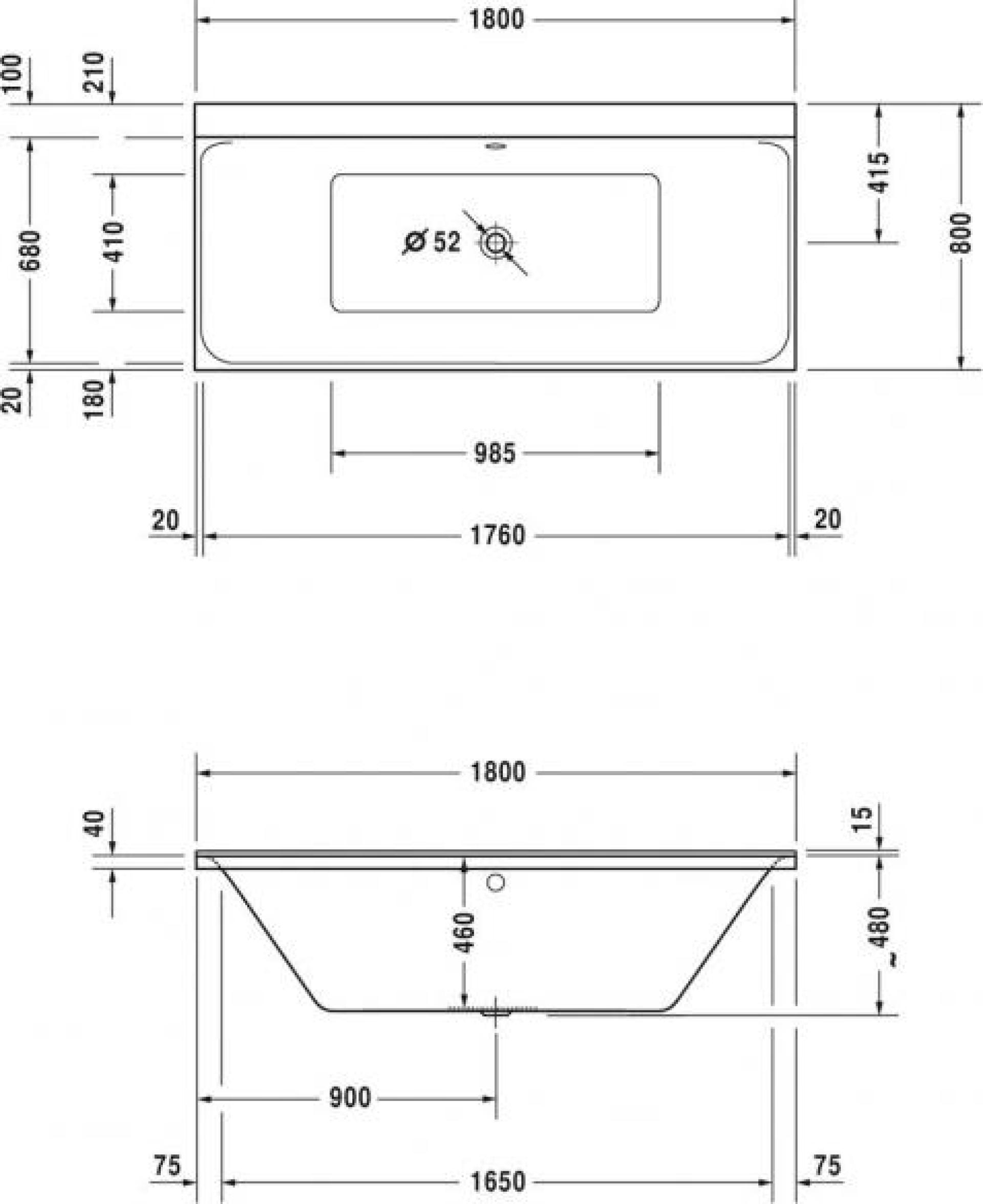 Ванна акриловая 180х80 Duravit P3 Comforts 700377 с ножками 7901000 - duravit shop