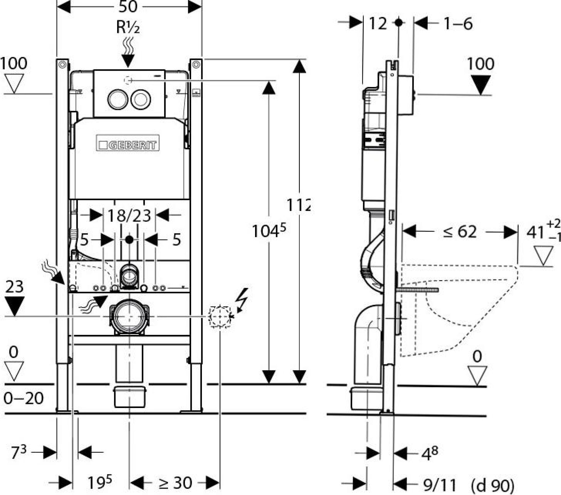 Комплект Система инсталляции для унитазов Geberit Duofix Delta 458.124.21.1 3 в 1 с кнопкой смыва + Подвесной унитаз Duravit Architec 2546090064 + Крышка-сиденье Duravit Architec 0069690000 с микролифтом - duravit shop