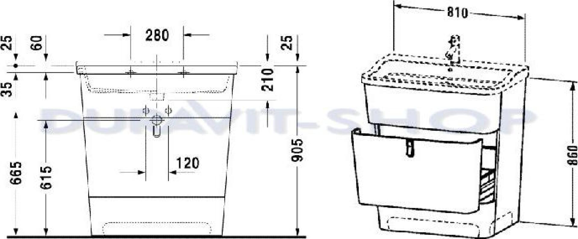 Тумба напольная 81см (белый лак) Duravit Esplanade  ES905105656 - duravit shop