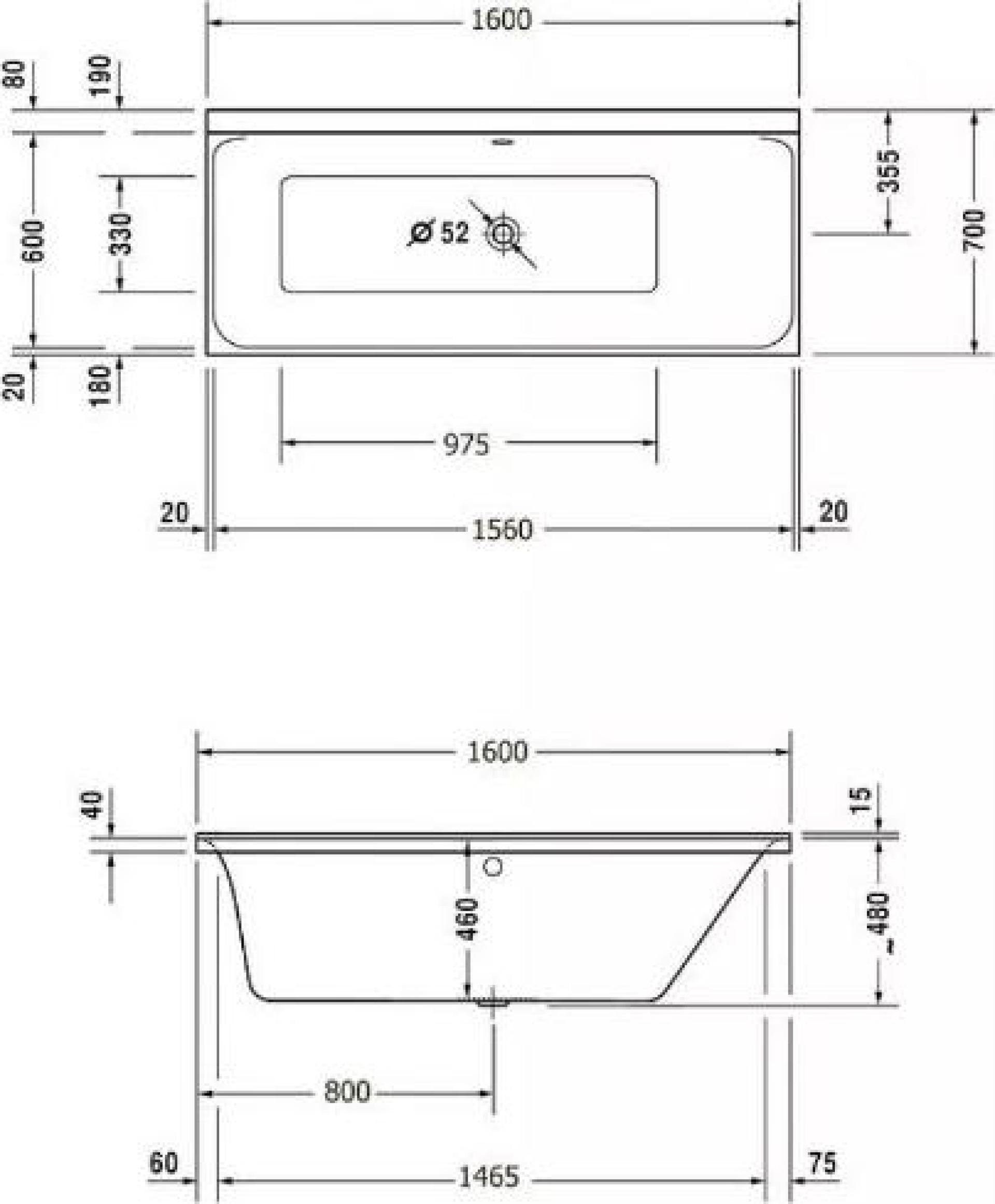 Акриловая ванна Duravit P3 Comforts DX 160х70 700372 R 700372000000000+790100000000000 - duravit shop