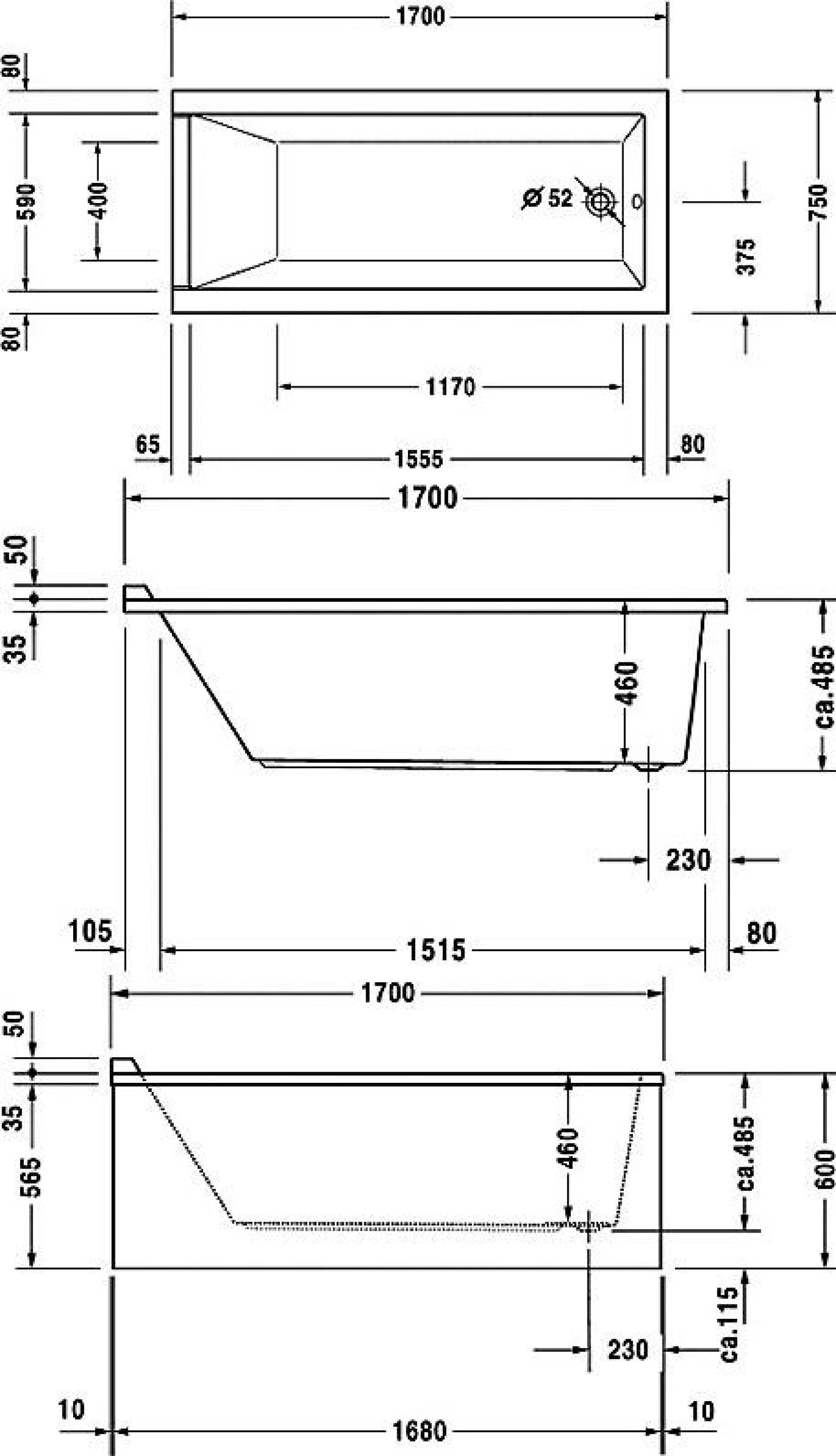 Ванна акриловая  170x75 Duravit Starck 700335 - duravit shop