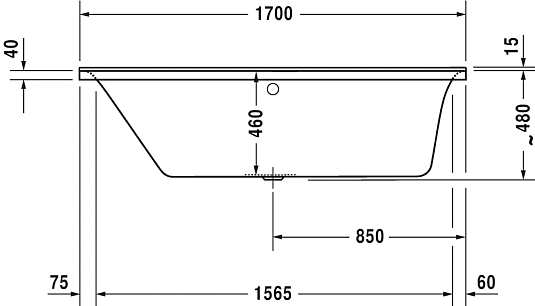 Ванна акриловая 170x70 Duravit P3 Comforts 700373 с ножками 790100 - duravit shop