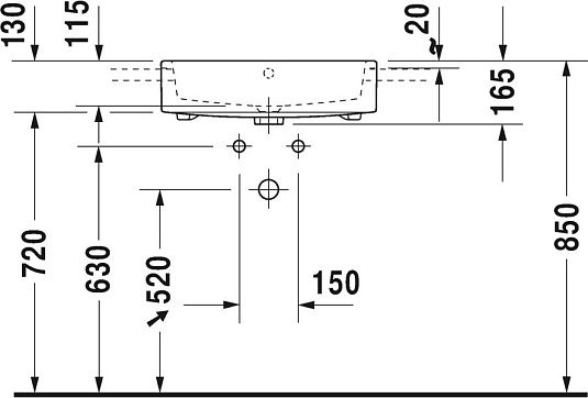 Раковина Duravit Vero Air 55 см 0382550000, белый - duravit shop