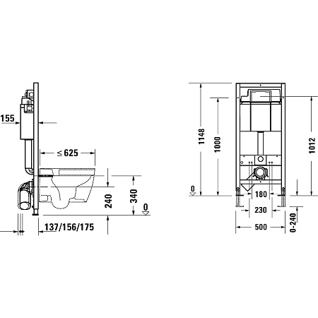 Комплект унитаза Duravit D-Neo с инсталляцией Set_D-Neo_хром с сиденьем Микролифт и клавишей смыва хром - duravit shop