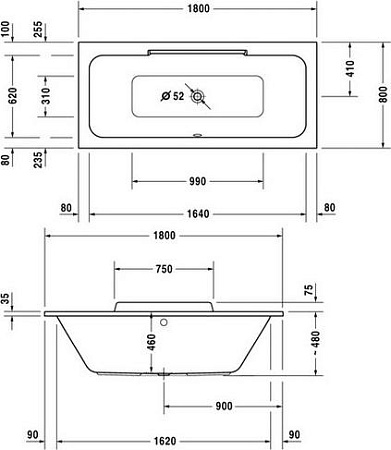 Акриловая ванна 180х80 Duravit DuraStyle 700298 700298000000000 - duravit shop