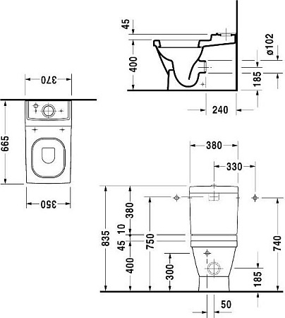 Напольный унитаз Duravit 2 Nd Floor 2106090000 с бачком 0876100005 - duravit shop