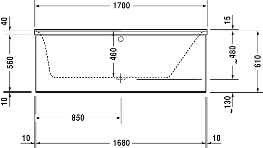 Ванна акриловая 170x70 Duravit P3 Comforts 700374 с ножками 790100 - duravit shop