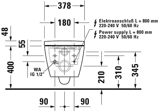 Подвесной унитаз Duravit Me by Starck Rimless 2510092000, безободковый с крышкой-биде SoftClose 612001012000310 - duravit shop