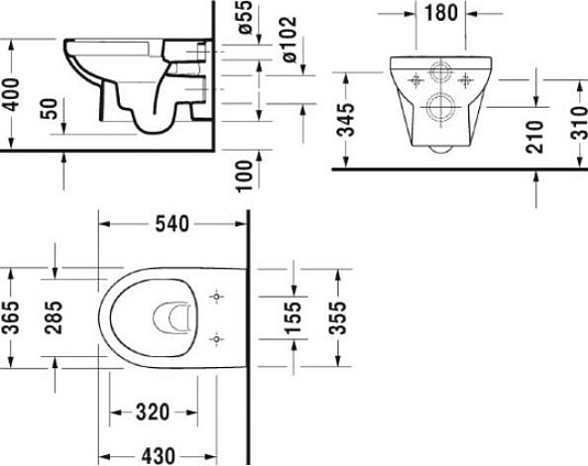 Подвесной унитаз Duravit DuraStyle 45620900A1 безободковый с сиденьем микролифт - duravit shop