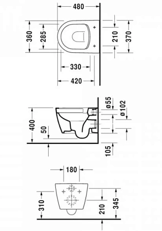 Инсталляция Geberit 111.362.00.5, с безободковым унитазом Duravit Me by Starck 45300900A1, сиденье микролифт клавиша хром, комплект - duravit shop