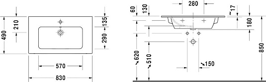 Тумба с раковиной Duravit L-Cube LC6141 83 коричневая сосна - duravit shop