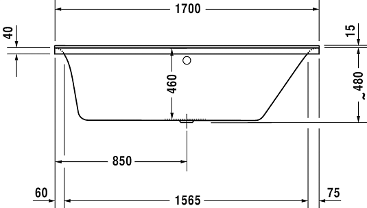 Ванна акриловая 170x75 Duravit P3 Comforts 700376 с ножками 790100 - duravit shop