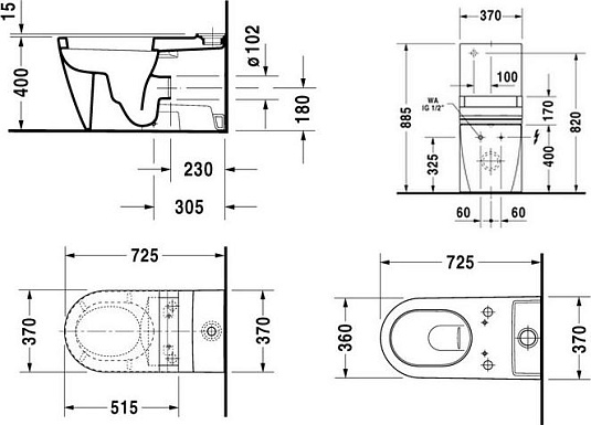 Чаша напольного унитаза Duravit Starck 2 21295900001 - duravit shop