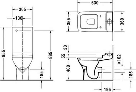 Напольный унитаз Duravit PuraVida 2119090064 с бачком 0872700005 - duravit shop