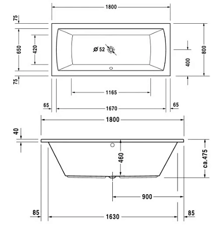 Акриловая ванна Duravit Daro 7000280000000 белый - duravit shop