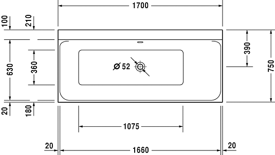 Ванна акриловая 170x75 Duravit P3 Comforts 700376 с ножками 790100 - duravit shop